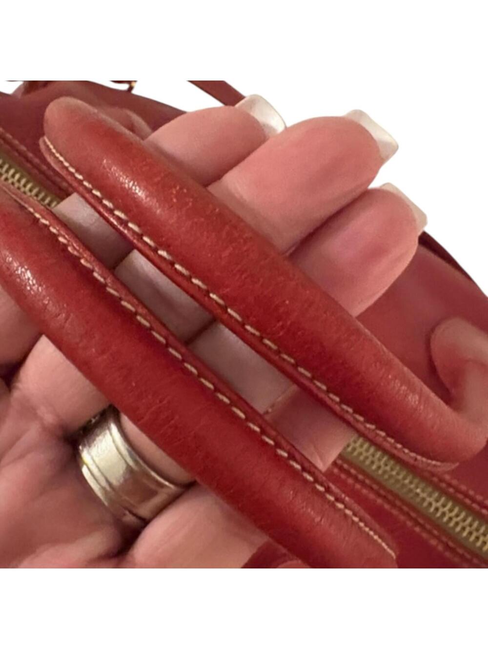 Prada Red Pebbled Leather Satchel Handbag - Picture 9 of 11